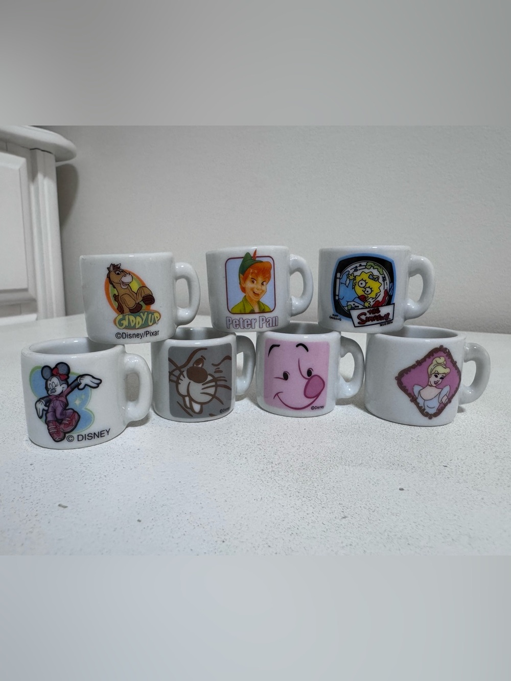Vintage Disney And Spongebob Mini Ceramic Mug Lot - Y2K Gashapon Vending Prizes